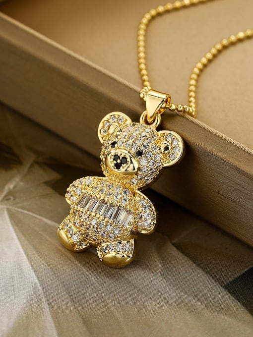 Cubic Zirconia Bear Pendant & Chain