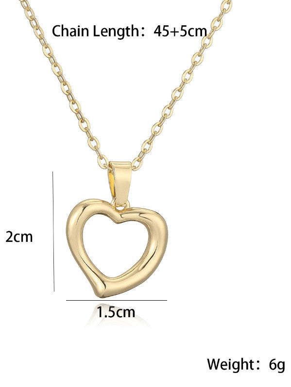 Hollow Heart Pendant & Chain