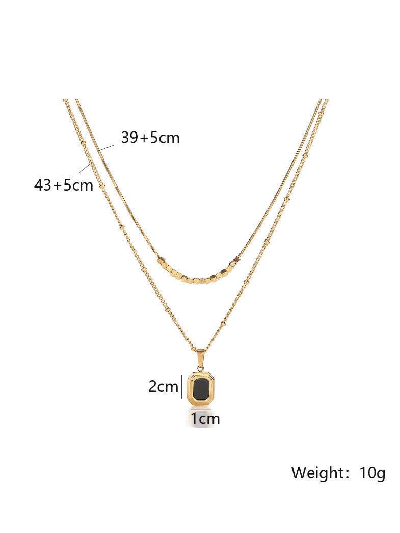 Long Necklace with Geometric Pendant