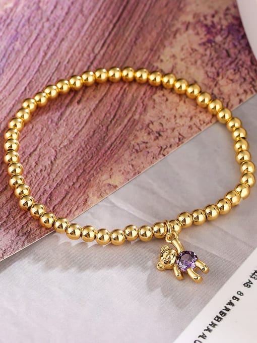 Beaded Bracelet with Cubic Zirconia Bear