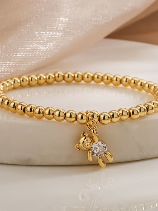 Beaded Bracelet with Cubic Zirconia Bear