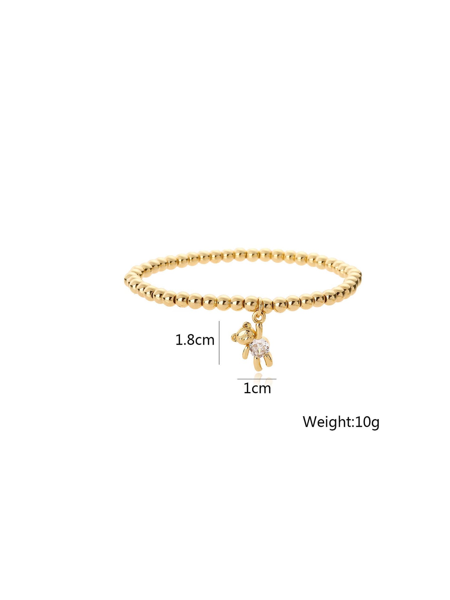 Beaded Bracelet with Cubic Zirconia Bear