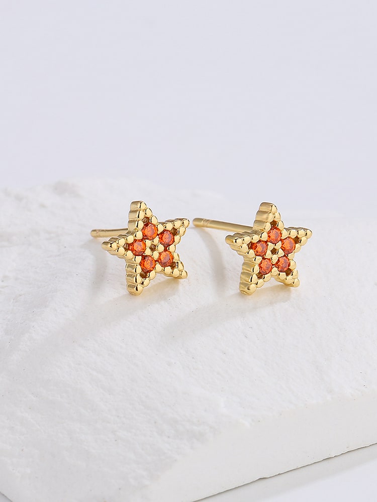Cubic Zirocnia Star Stud Earrings