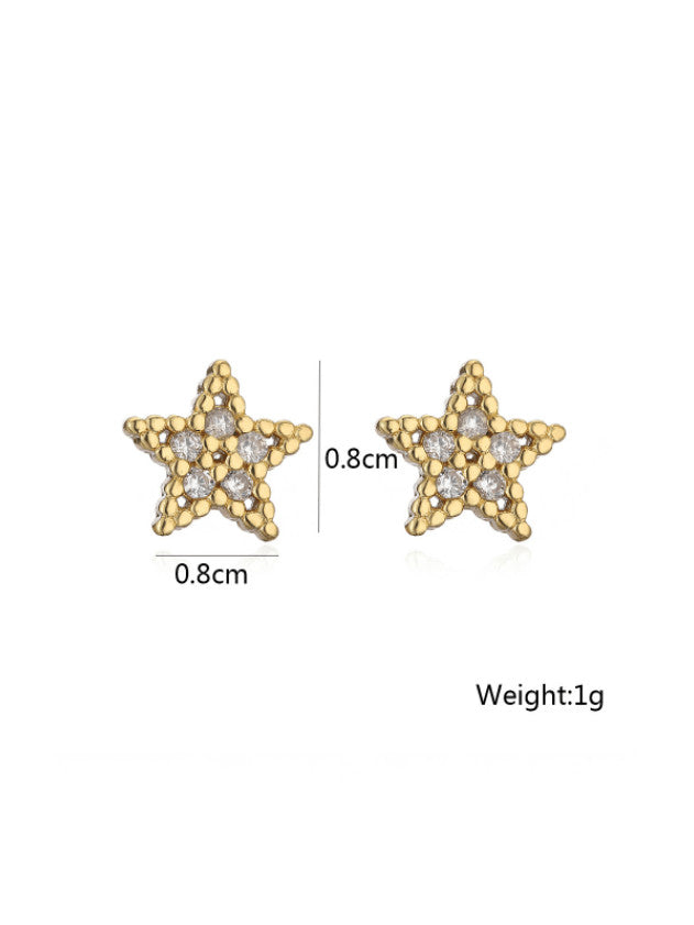 Cubic Zirocnia Star Stud Earrings
