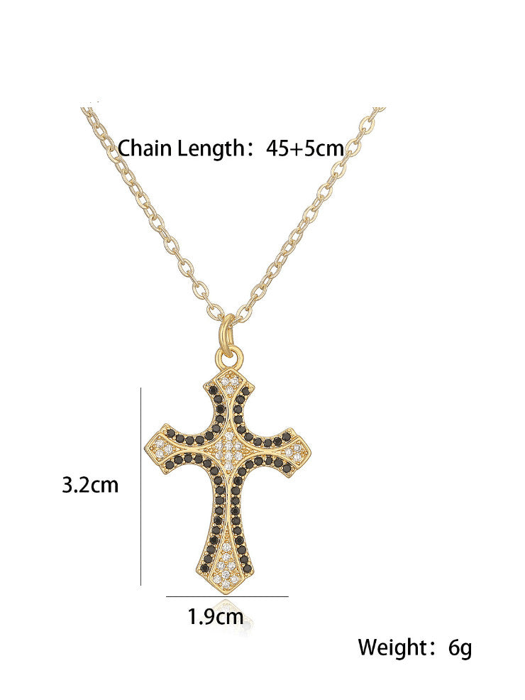 Cubic Zirconia Cross Pendant & Chain