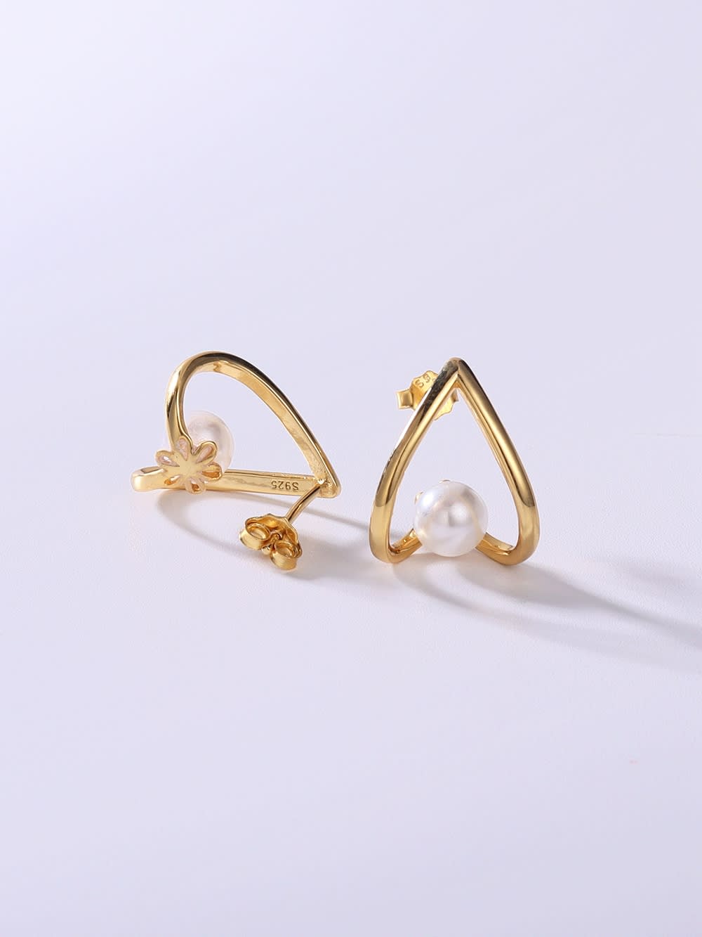 925 Sterling Silver Imitation Pearl Earrings