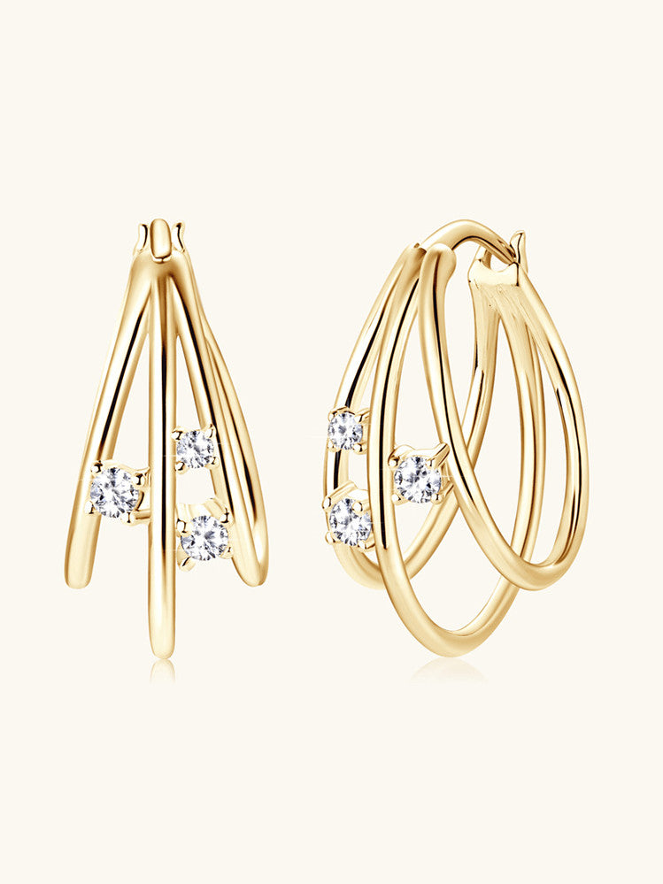 925 Sterling Silver Cubic Zirconia Hoop Earrings
