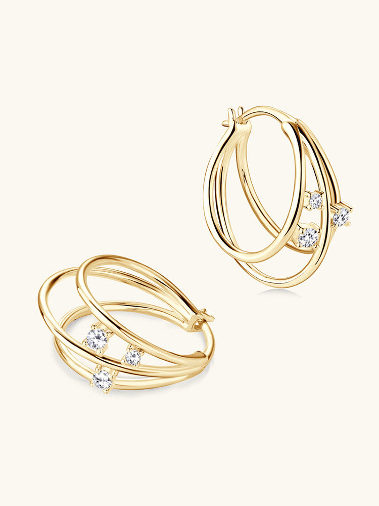 925 Sterling Silver Cubic Zirconia Hoop Earrings
