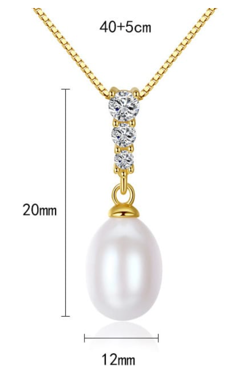 925 Sterling Silver Freshwater Pearl Drop Necklace