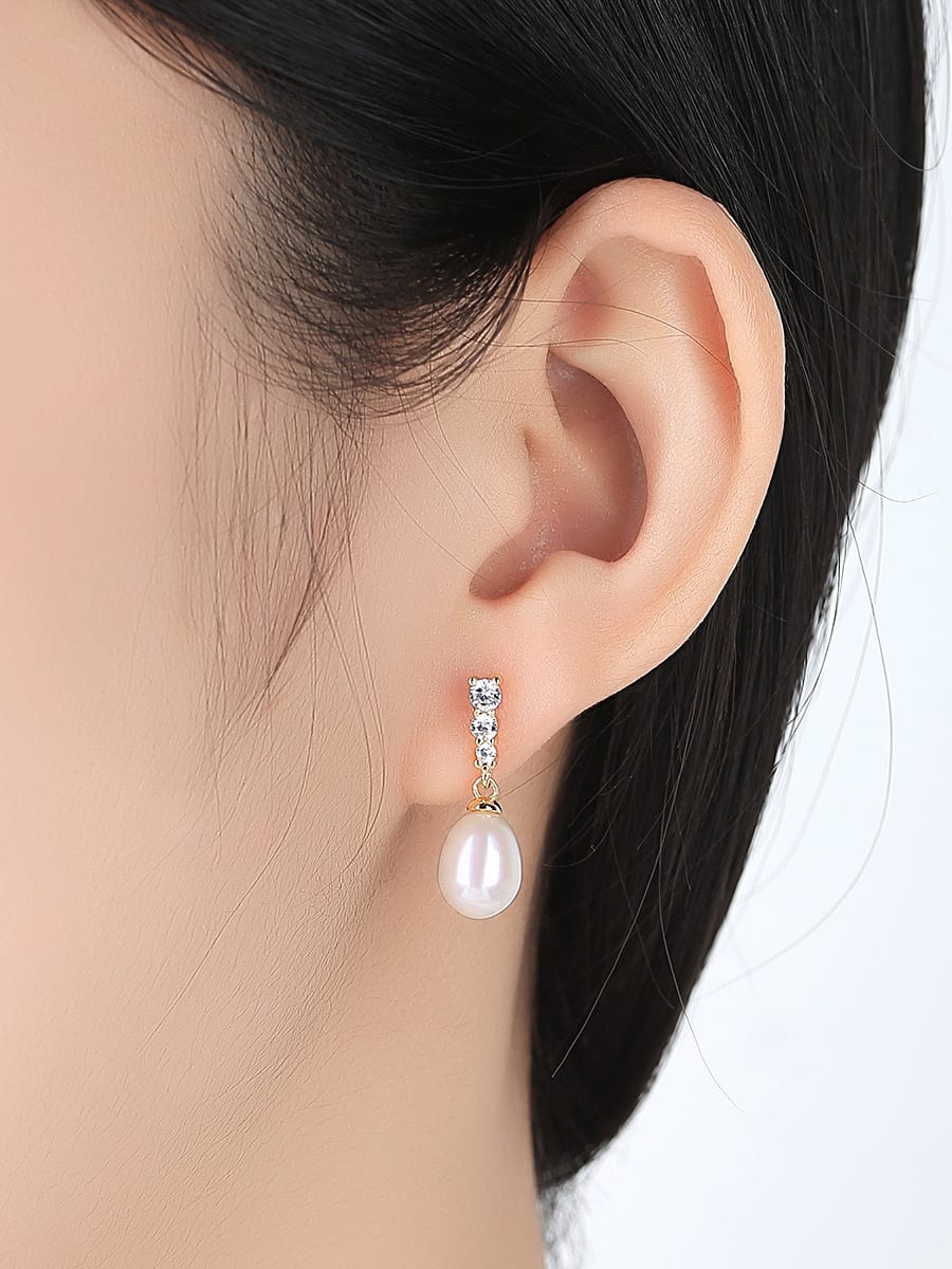 925 Sterling Silver Freshwater Pearl Drop Earrings