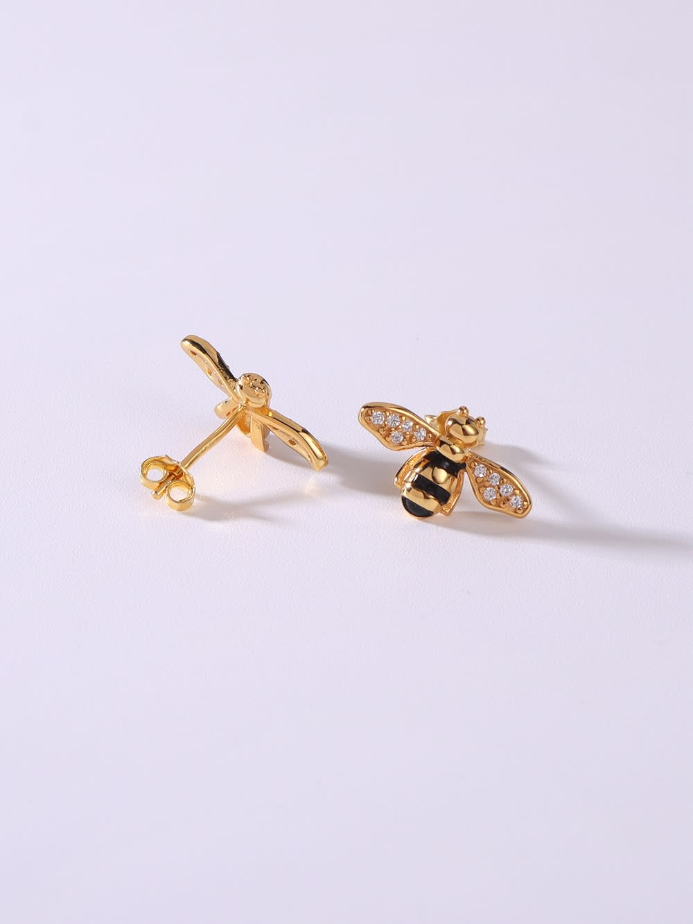 925 Sterling Silver Cubic Zirconia Bee Earrings