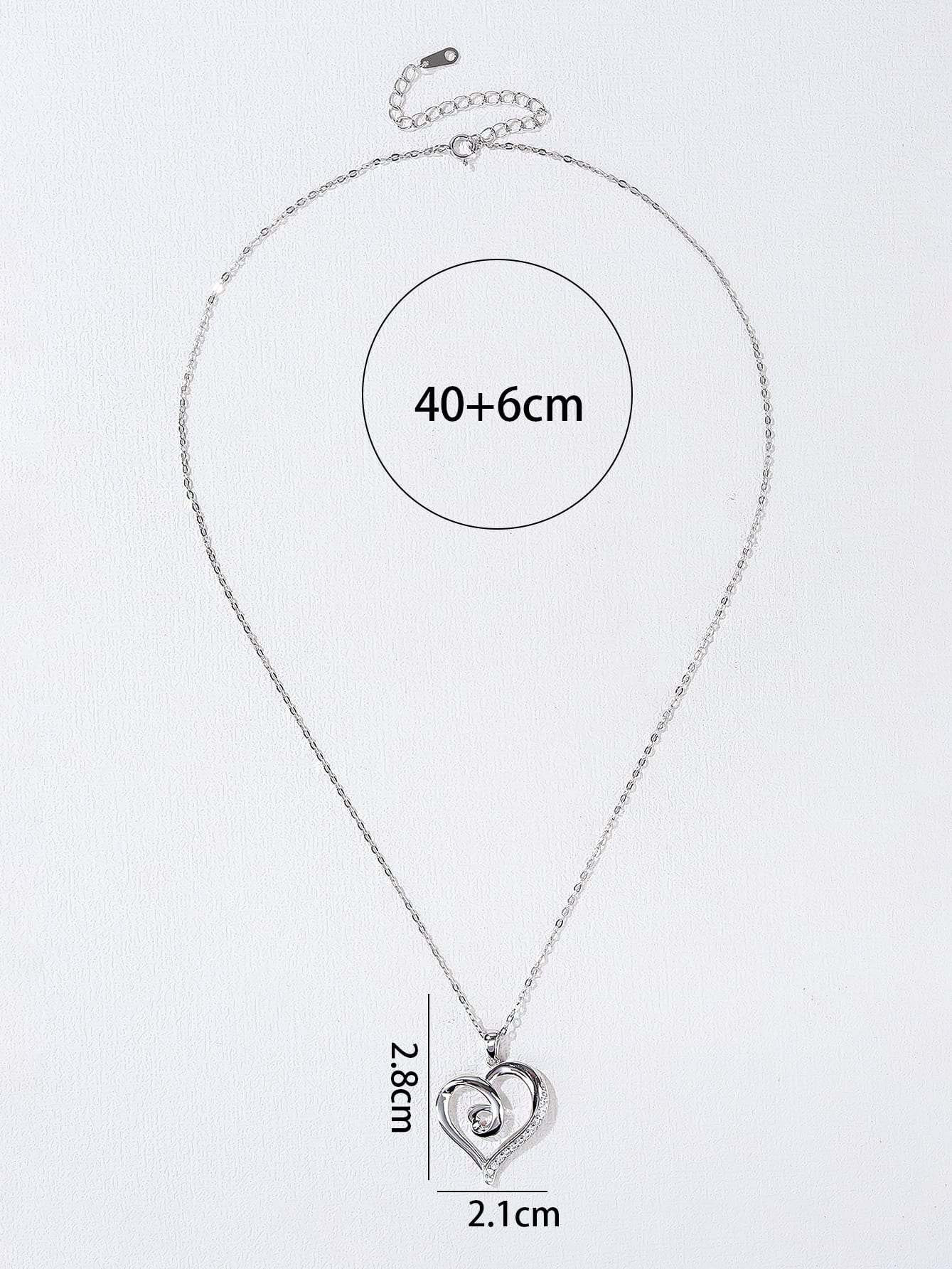 925 Sterling Silver Cubic Zirconia Heart Necklace