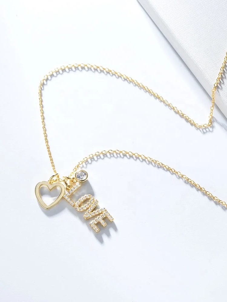 925 Sterling Silver Cubic Zirconia Love Necklace