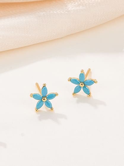 925 Sterling Silver Cubic Zirconia Flower Stud Earrings