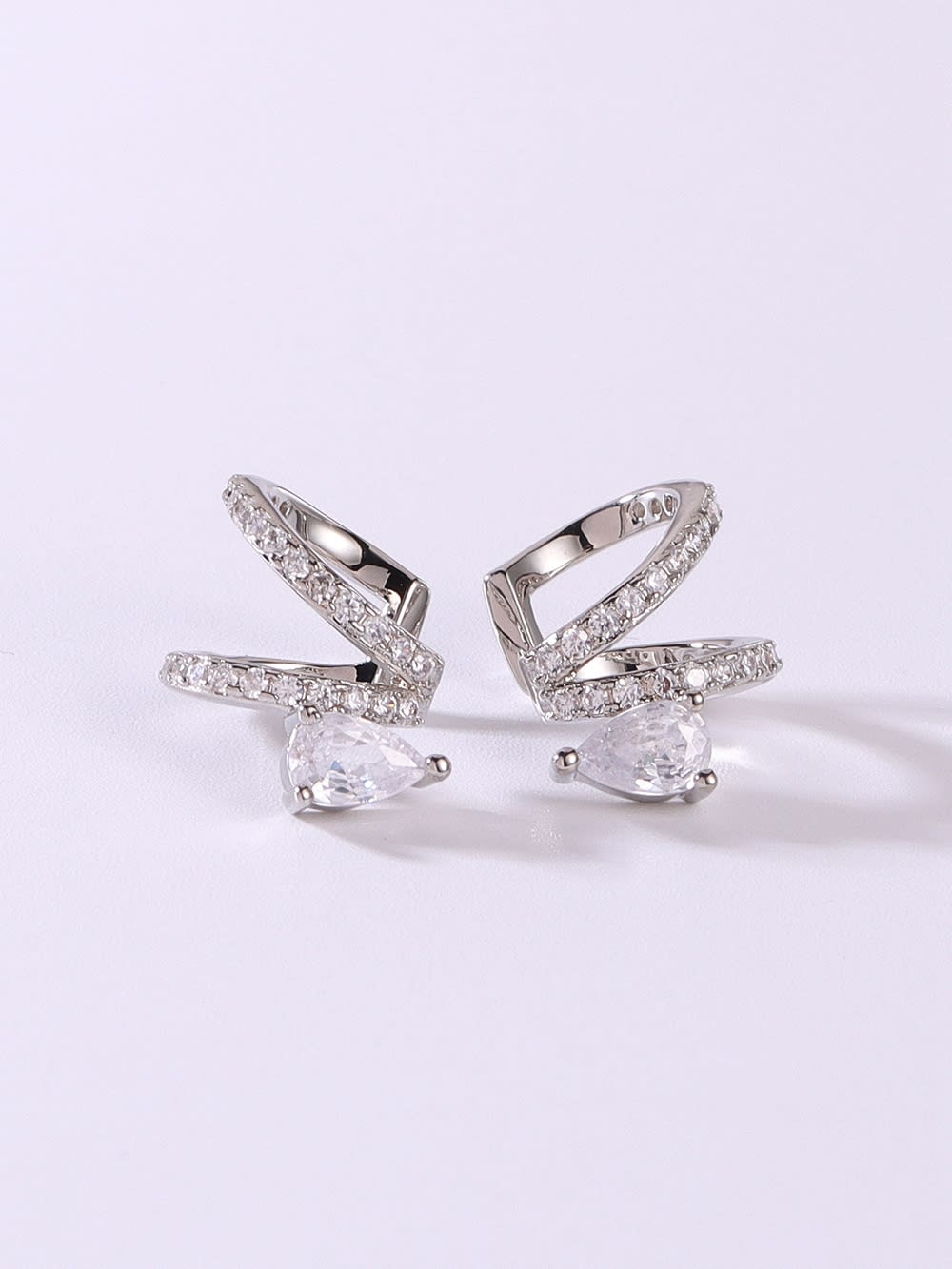 925 Sterling Silver Cubic Zirconia Clip Earrings
