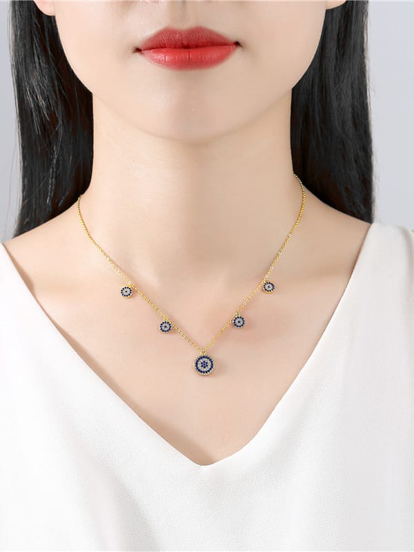 925 Sterling Silver Blue Cubic Zirconia Necklace
