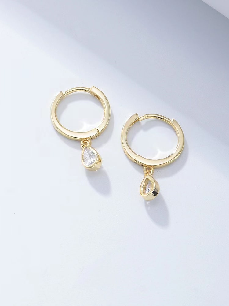 925 Sterling Silver Cubic Zirconia Hoop Earrings