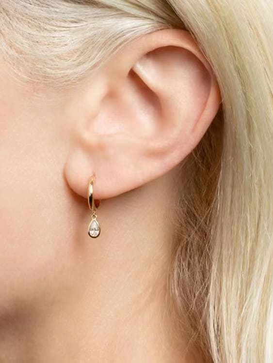 925 Sterling Silver Cubic Zirconia Hoop Earrings
