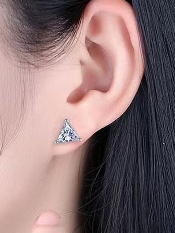 925 Sterling Silver Cubic Zirconia Triangle Stud Earrings