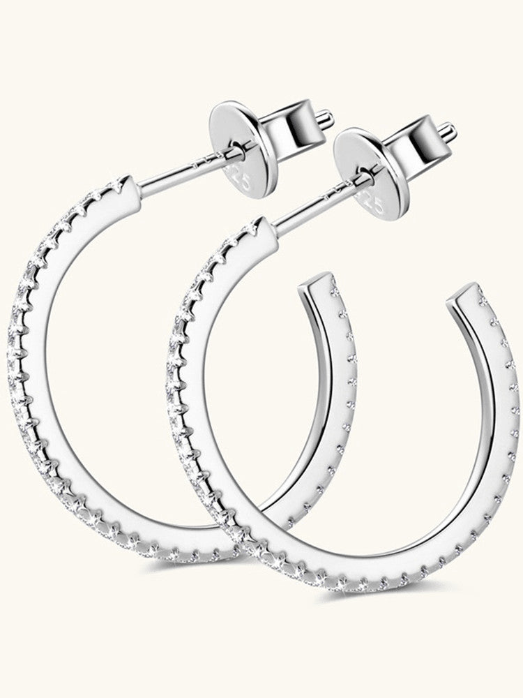 925 Sterling Silver Cubic Zirconia Hoop Earrings