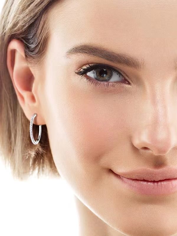 925 Sterling Silver Cubic Zirconia Hoop Earrings