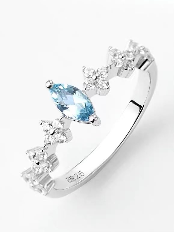 925 Sterling Silver Blue High Carbon Diamond Ring