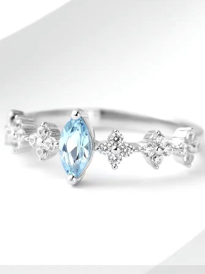 925 Sterling Silver Blue High Carbon Diamond Ring