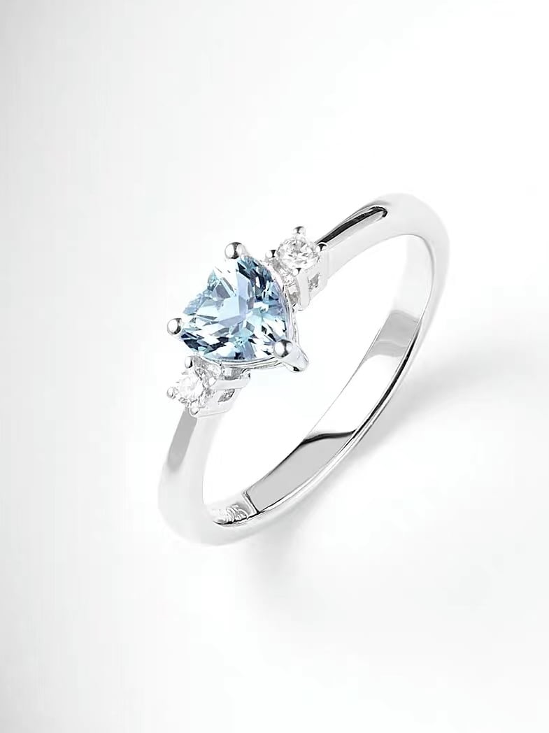 925 Sterling Silver Blue High Carbon Diamond Ring