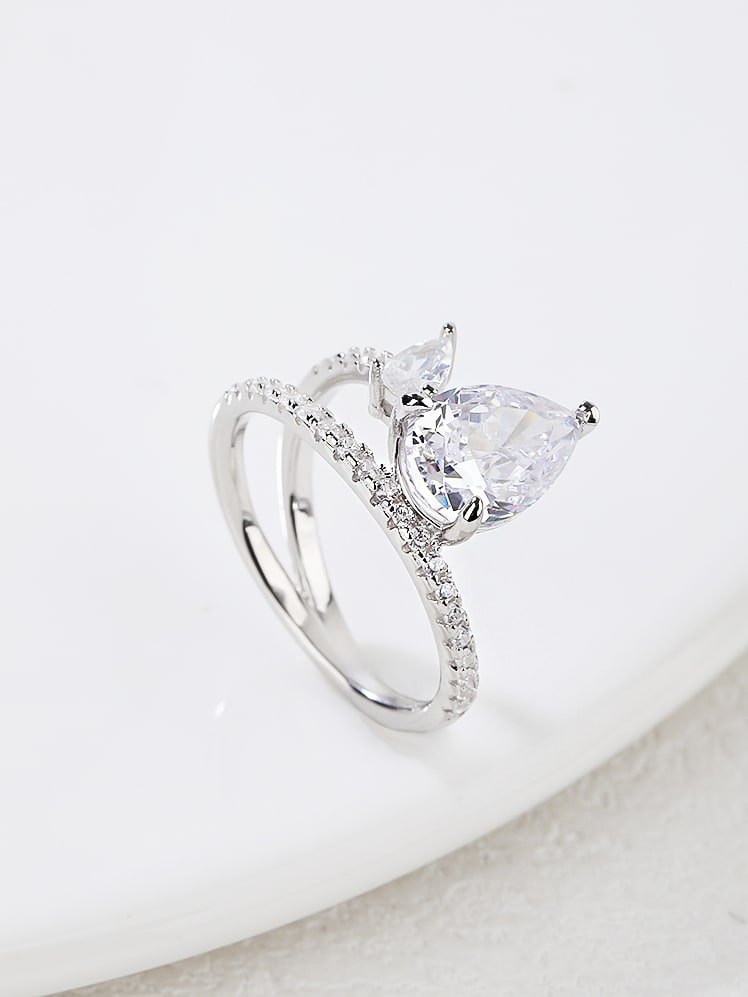 925 Sterling Silver High Carbon Diamond Ring