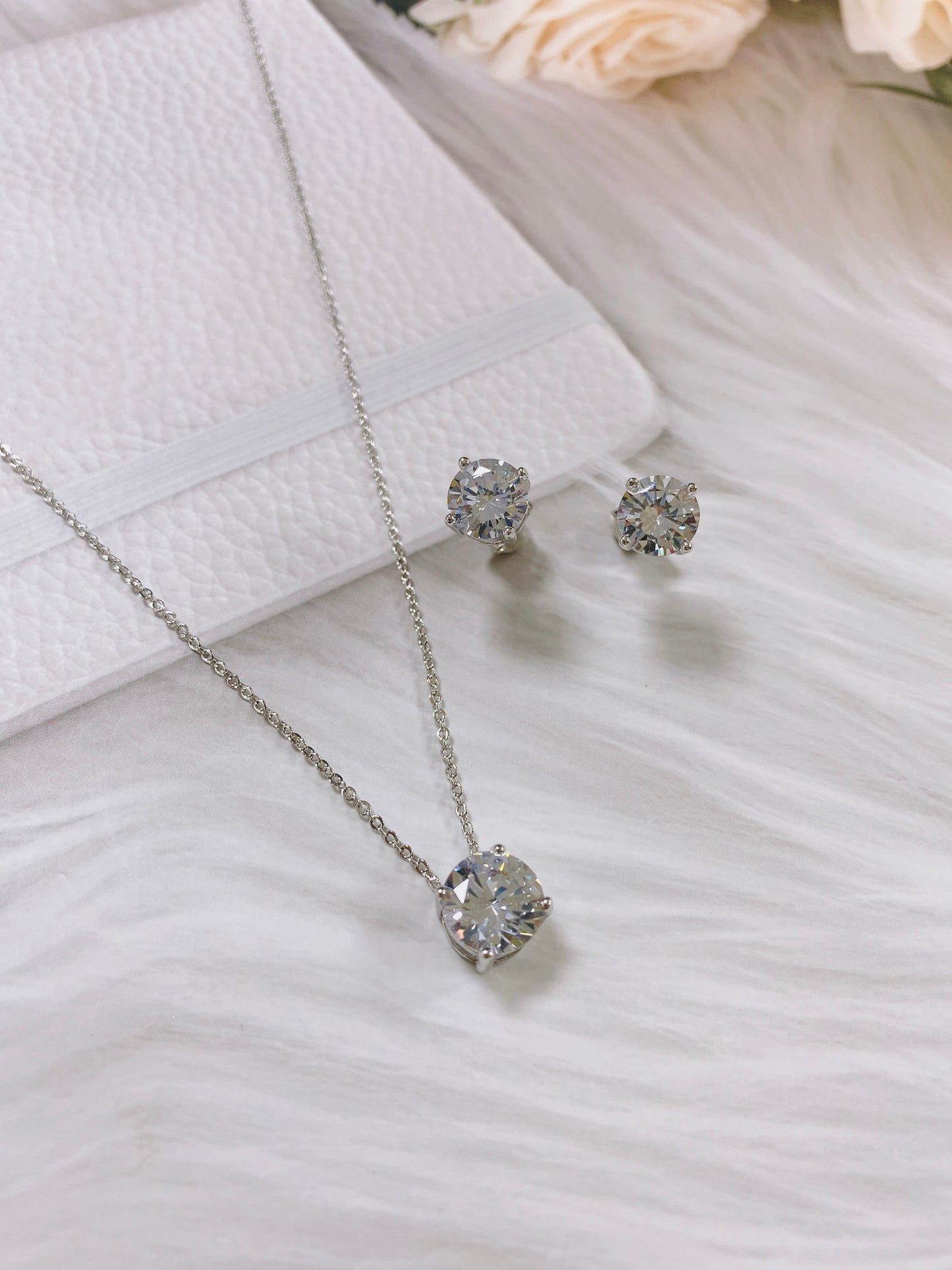Cubic Zirconia Earrings & Necklace Set