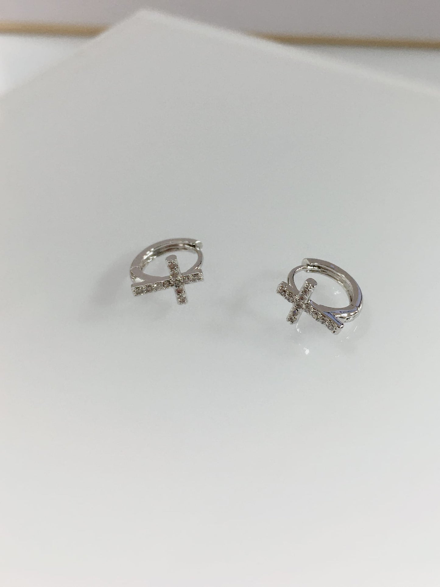 Cubic Zirconia Cross Earrings