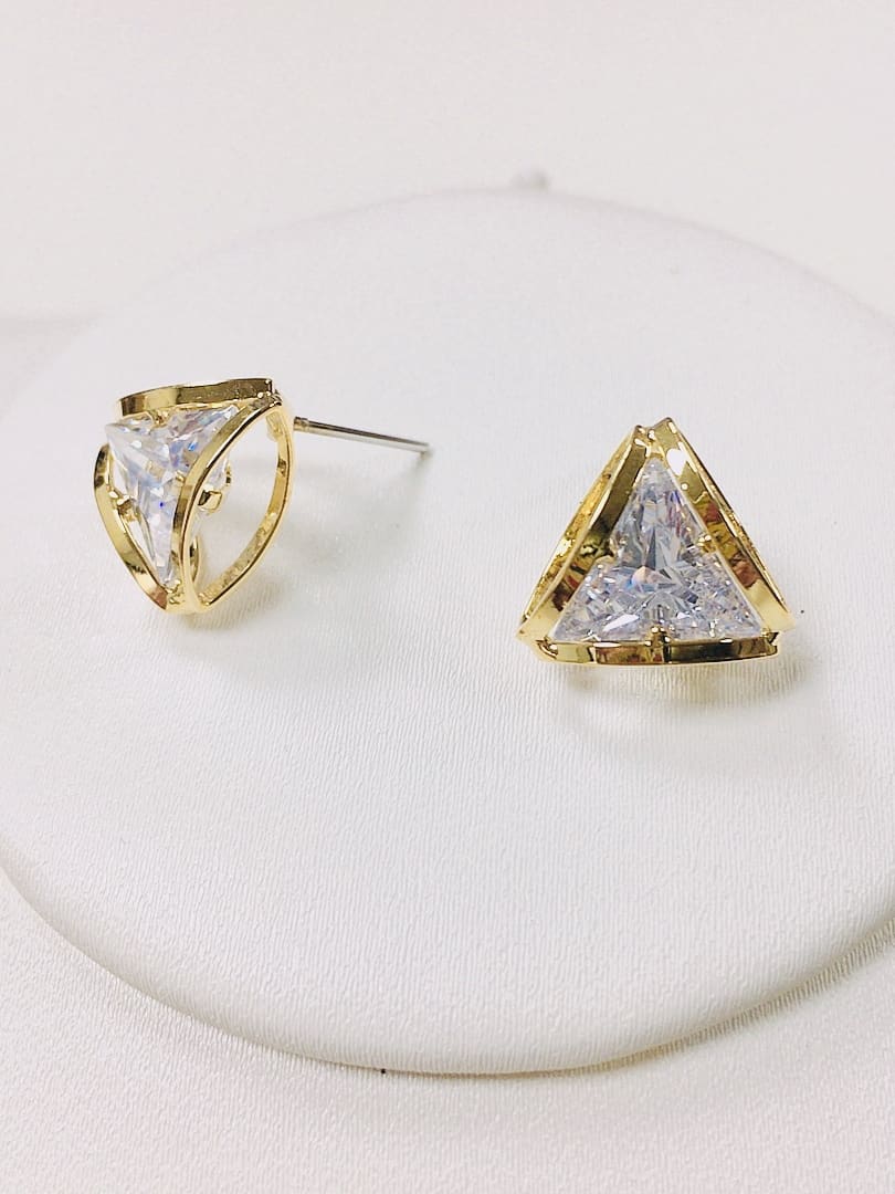 Cubic Zirconia Triangle Stud Earrings