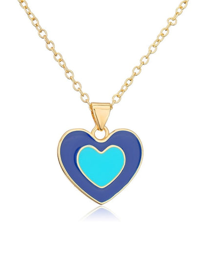 Coloured Heart Pendant & Chain