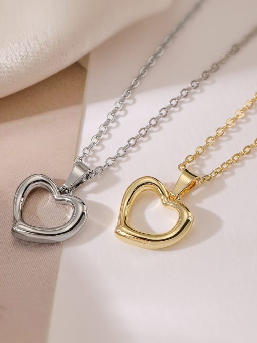 Hollow Heart Pendant & Chain