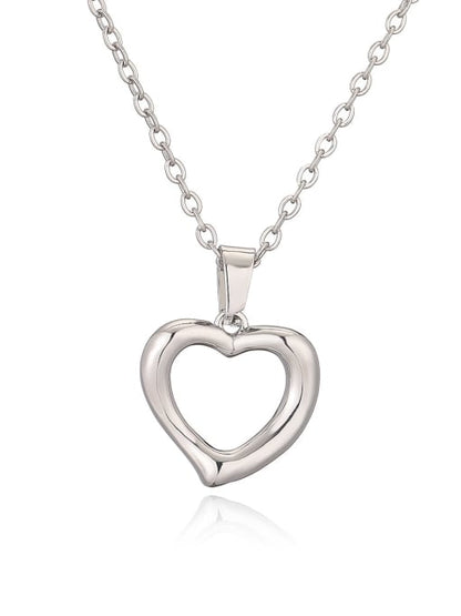Hollow Heart Pendant & Chain