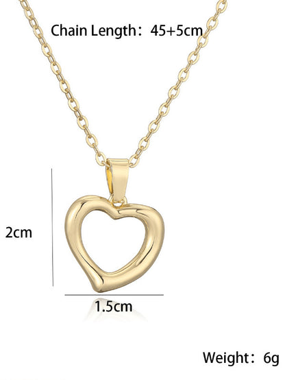 Hollow Heart Pendant & Chain