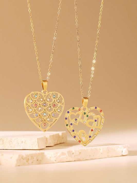 Cubic Zirconia Heart Shaped Pendant & Chain