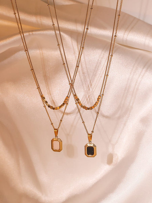 Long Necklace with Geometric Pendant