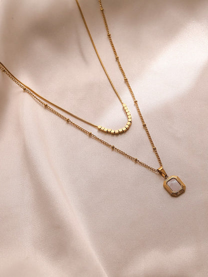Long Necklace with Geometric Pendant