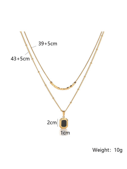 Long Necklace with Geometric Pendant
