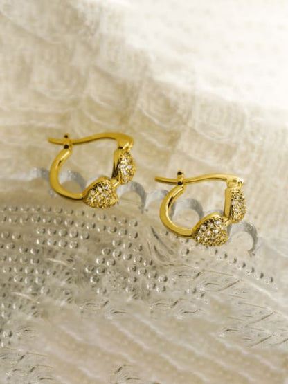 Cubic Zirconia Hearts Hoop Earrings