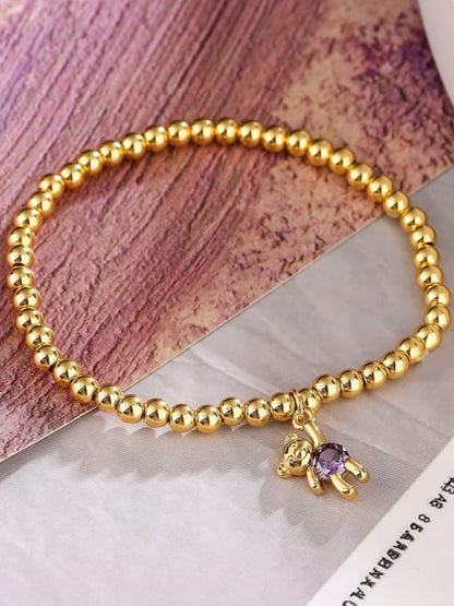 Beaded Bracelet with Cubic Zirconia Bear