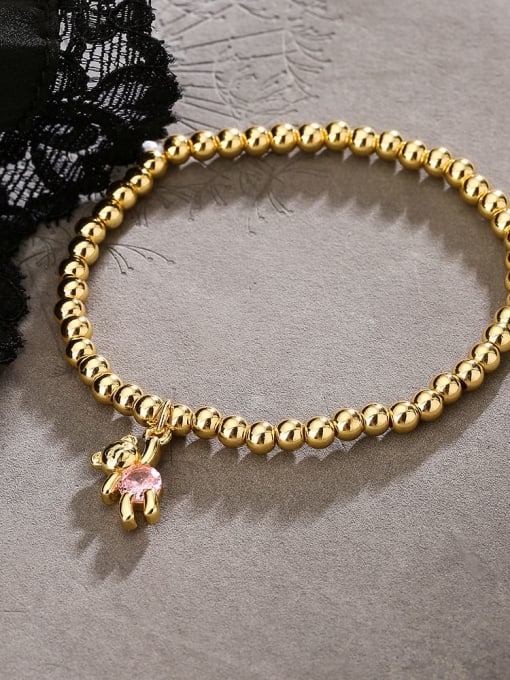 Beaded Bracelet with Cubic Zirconia Bear