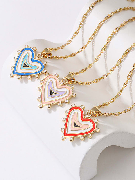 Colourful Heart Pendant & Chain