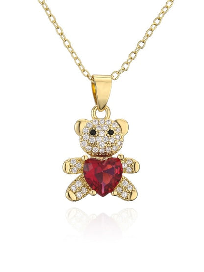 Cubic Zirconia Bear Pendant & Chain