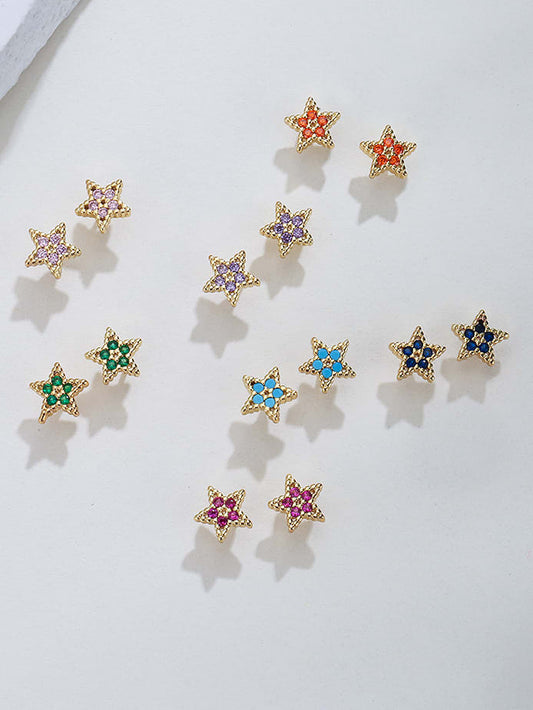 Cubic Zirocnia Star Stud Earrings