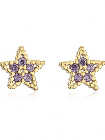 Cubic Zirocnia Star Stud Earrings