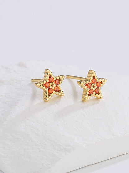 Cubic Zirocnia Star Stud Earrings