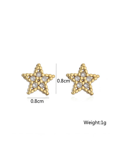 Cubic Zirocnia Star Stud Earrings