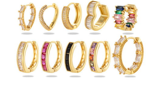Cubic Zirconia Dainty Hoop Earrings